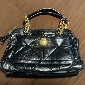 Black leather satchel hand bag